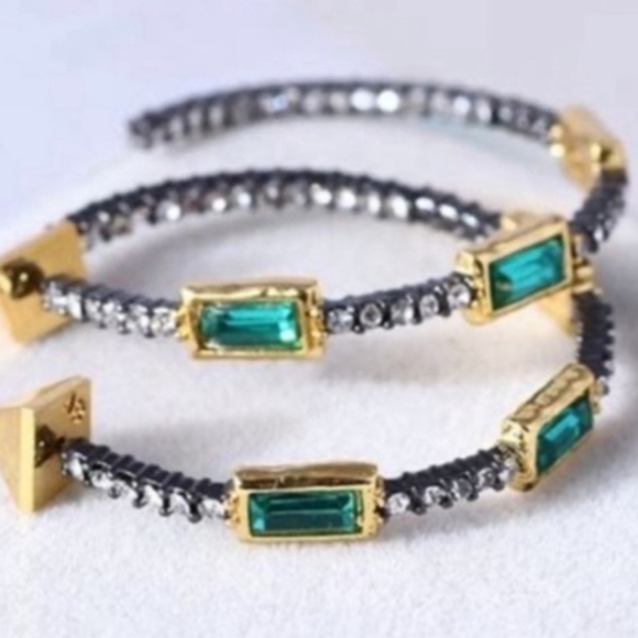 Alexis Bittar Jewelry - Alexis Bittar Gold and Green Hoop Earrings! NWOT! BEAUTIFUL! CHIC! STUNNING!